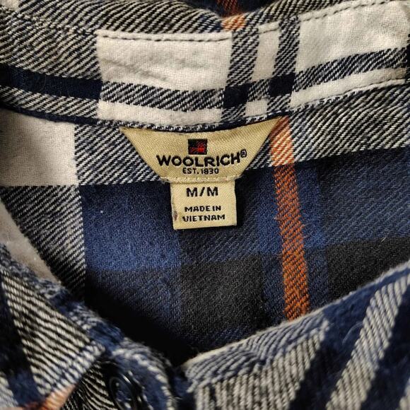 Woolrich Men's Navy Plaid Cotton Button Down Long Sleeve Button Up Size M - Picture 5 of 6